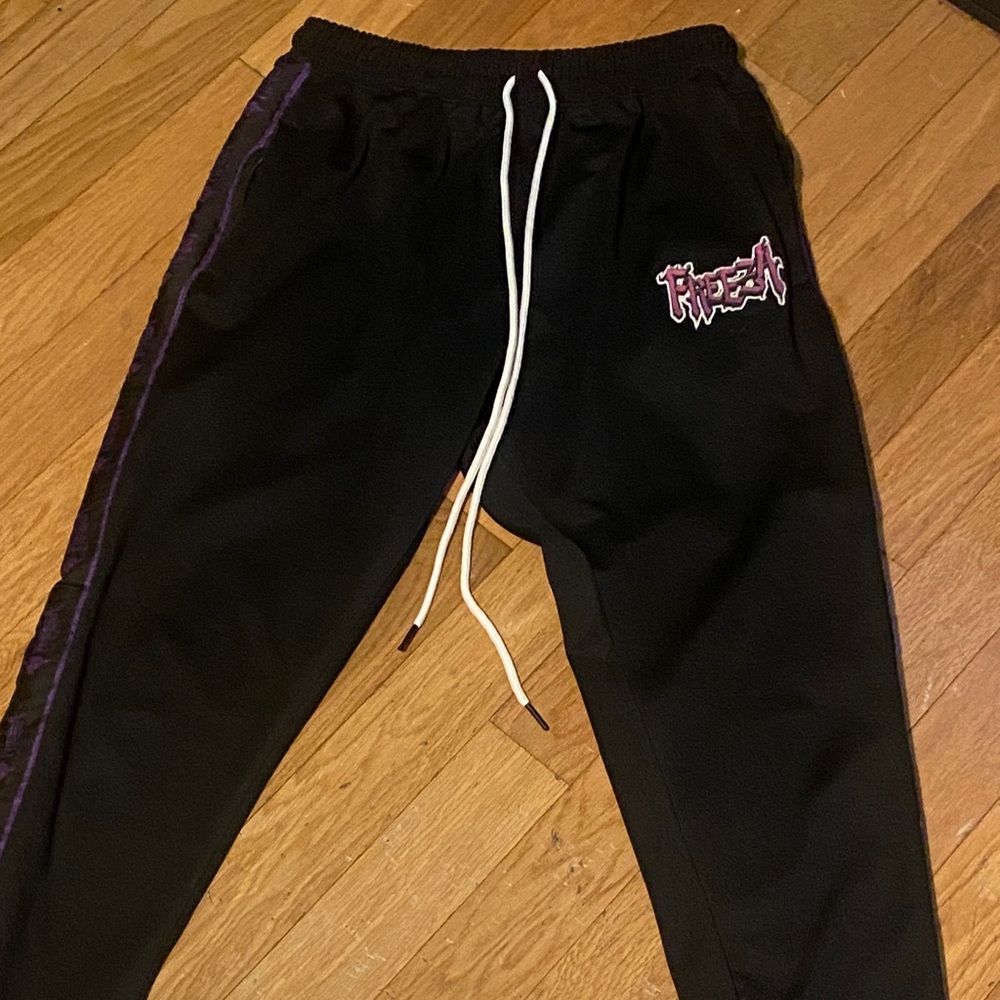 Men's Black Joggers with Purple Detail